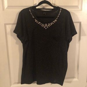 Blinged out neck pocket tee
